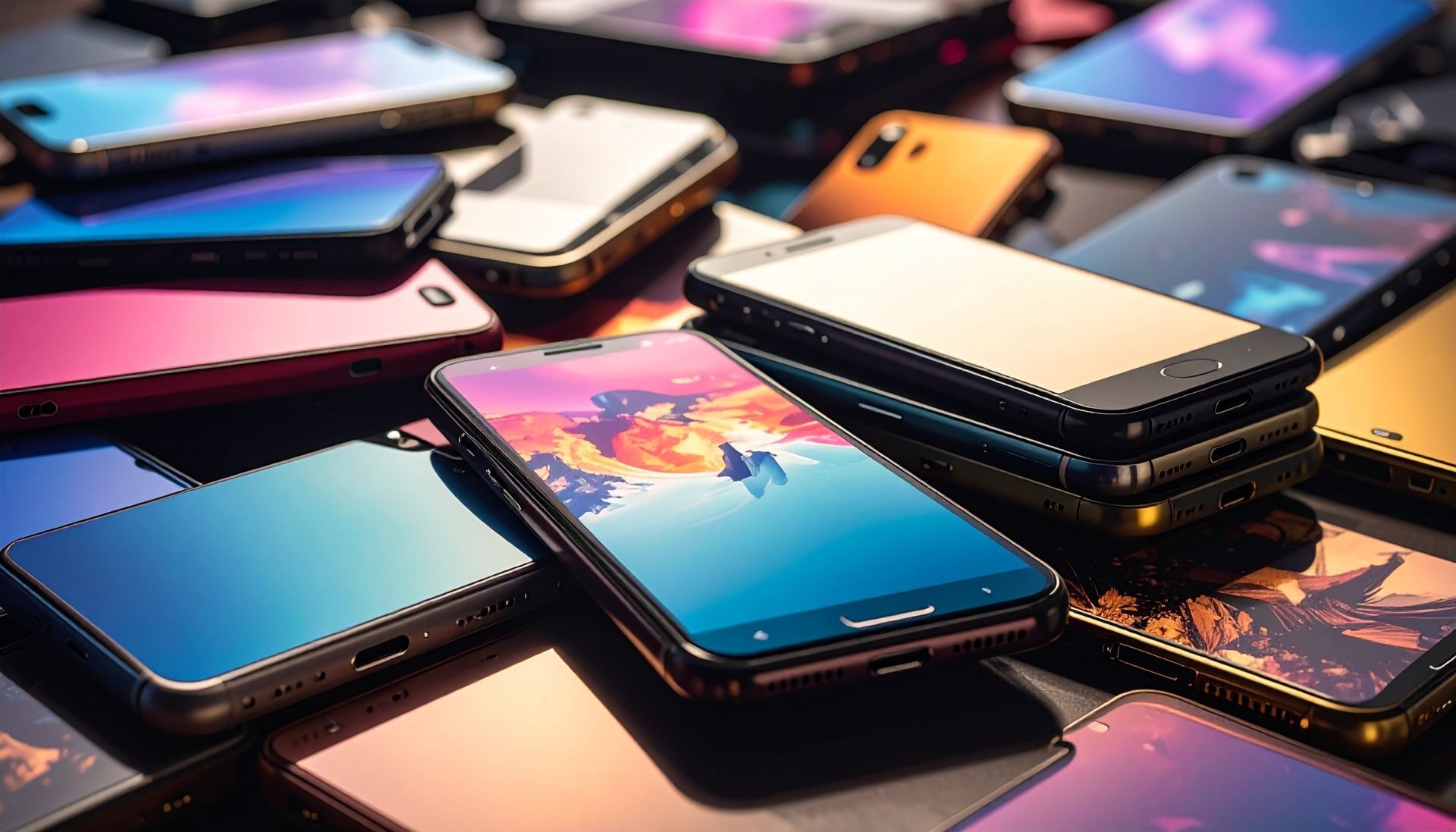 たくさんのスマートフォン